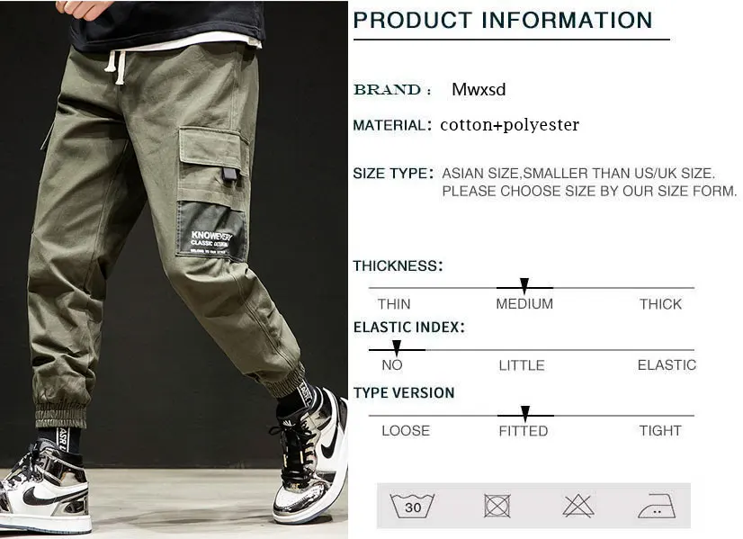 Mwxsd brand 2019 new mens military elastic waist harem pants men cotton causal cargo ankle banded XXl | Мужская одежда