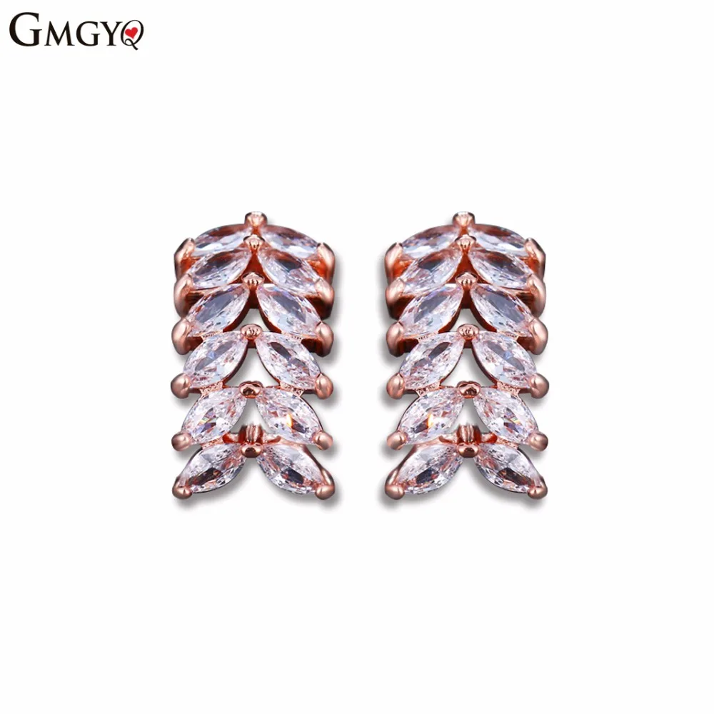 GMGYQ Хрустальный лист Vormige Lange Oorbellen Luxe Bruids Witte Kubieke Zirkoon Sieraden аксессуары Voor Vrouwen