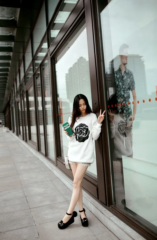 Женские туфли в стиле Лолиты Мэри Джейн Кот с меховым декором Повседневное платформе/танкетке/каблуке; для милых девушек круглый носок Ремешок на щиколотке высокая обувь японский A65
