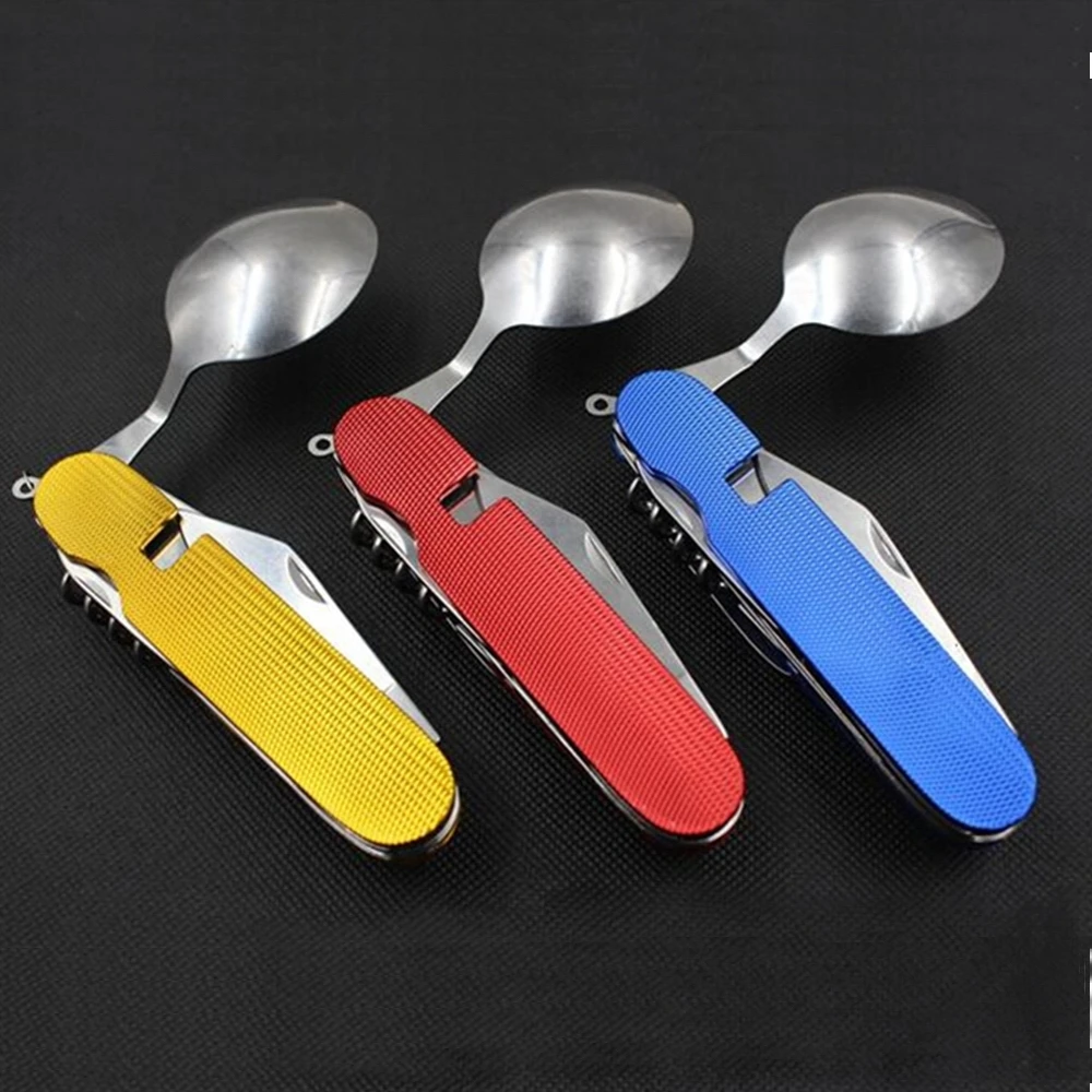 Портативный столовый прибор из нержавеющей стали для пикника 6 в 1|knife fork|travel