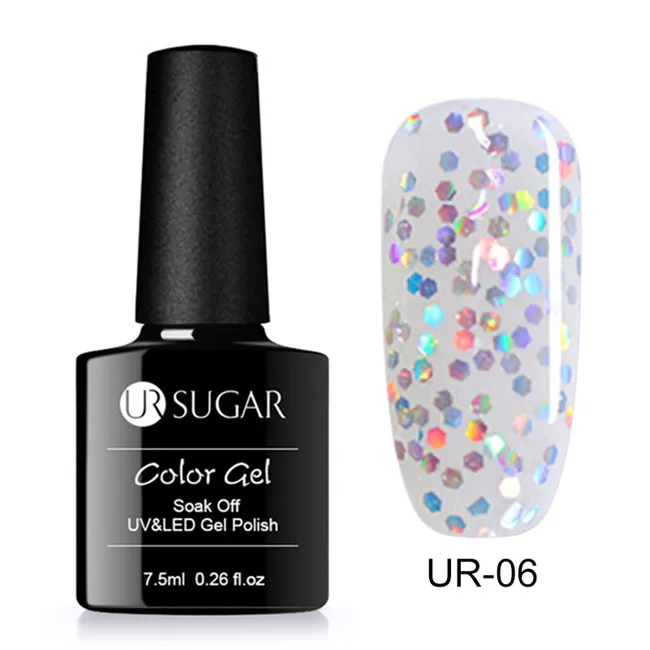 Ur Sugar 7,5 мл голографический Блестящий Гель-лак для ногтей Блестящий УФ-гель лак Радужный лазер отмачиваемый УФ гель для ногтей - Цвет: Laser Silver 6
