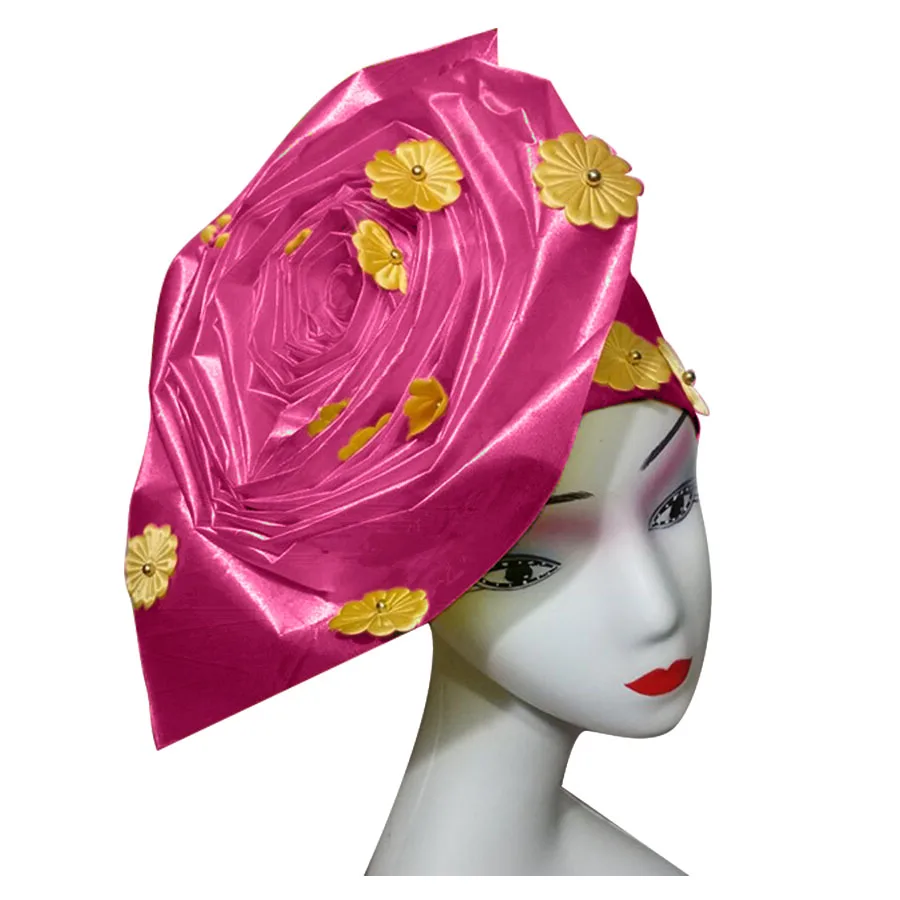 rose red Авто геле нигерийский геле головной убор уже сделанный Авто геле тюрбан шапка африканская Асо ebi Асо oke головной убор - Цвет: rose red