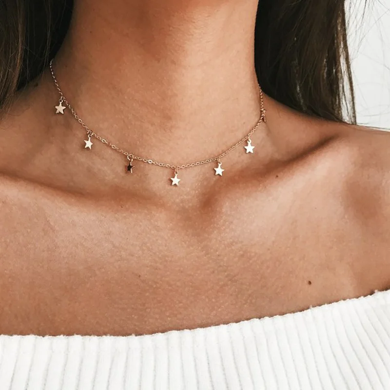 Колье чокер с 7 звездами Золотая Звезда новинка 2019 X421|star necklace|fashion necklacenecklace fashion |