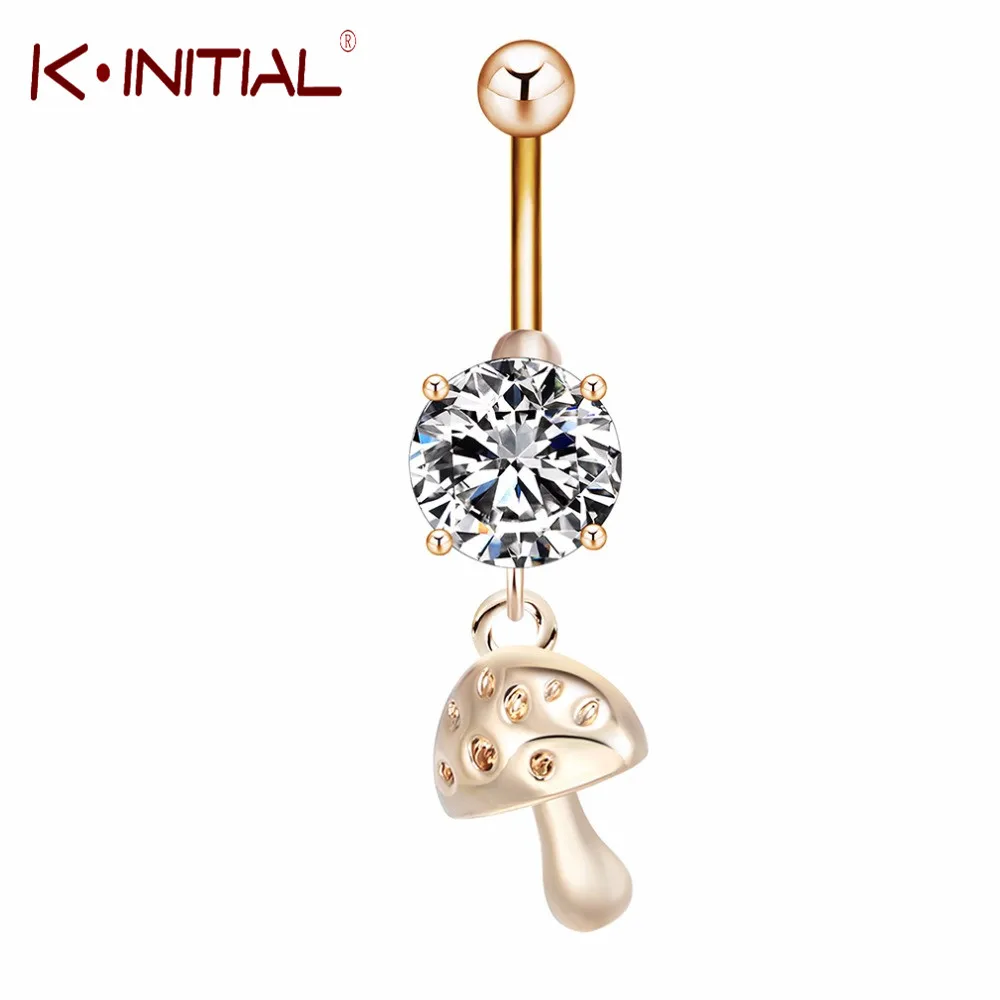 Kinitial 1 шт. Лидер продаж цвета: золотистый Серебристый покрытием гриб пирсинг