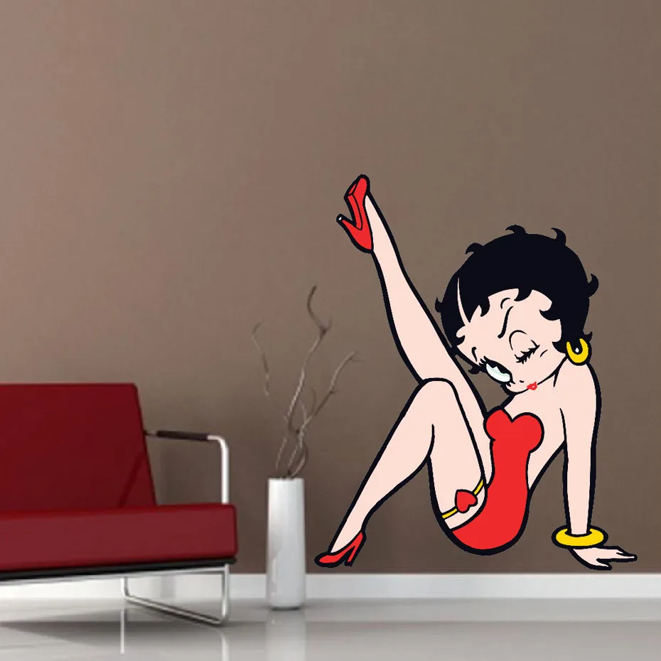Betty Boop полноцветные настенные наклейки красивые наклейки картинок девушек Фреска дизайн съемные обои спальня гостиная украшение дома