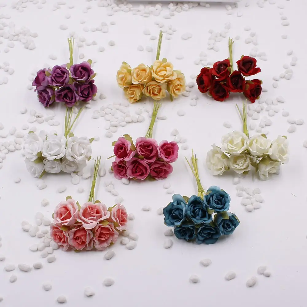 Новинка 6 шт./лот 2 см Шелковая градиентная Мини роза искусственный цветочный