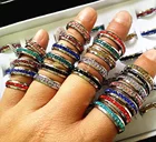 Оптовая продажа, 100 шт., разные цвета, цельные кольца Стразы в 1 ряд из нержавеющей стали, модные ювелирные кольца