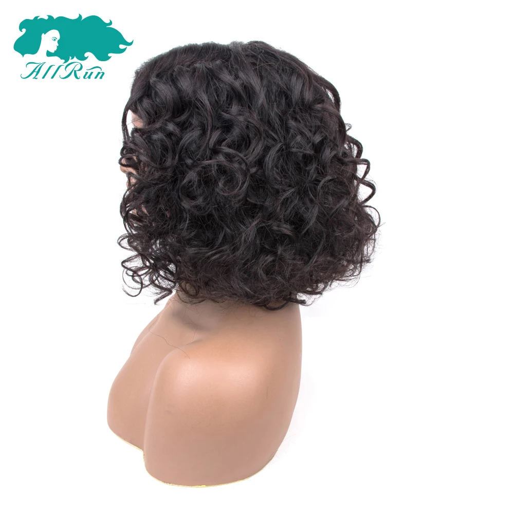 Mongolian Water Wave Millde Part Lace Frontal Wig Remy Black for Women Front Human Hair With Baby Pre-Plucked | Шиньоны и парики