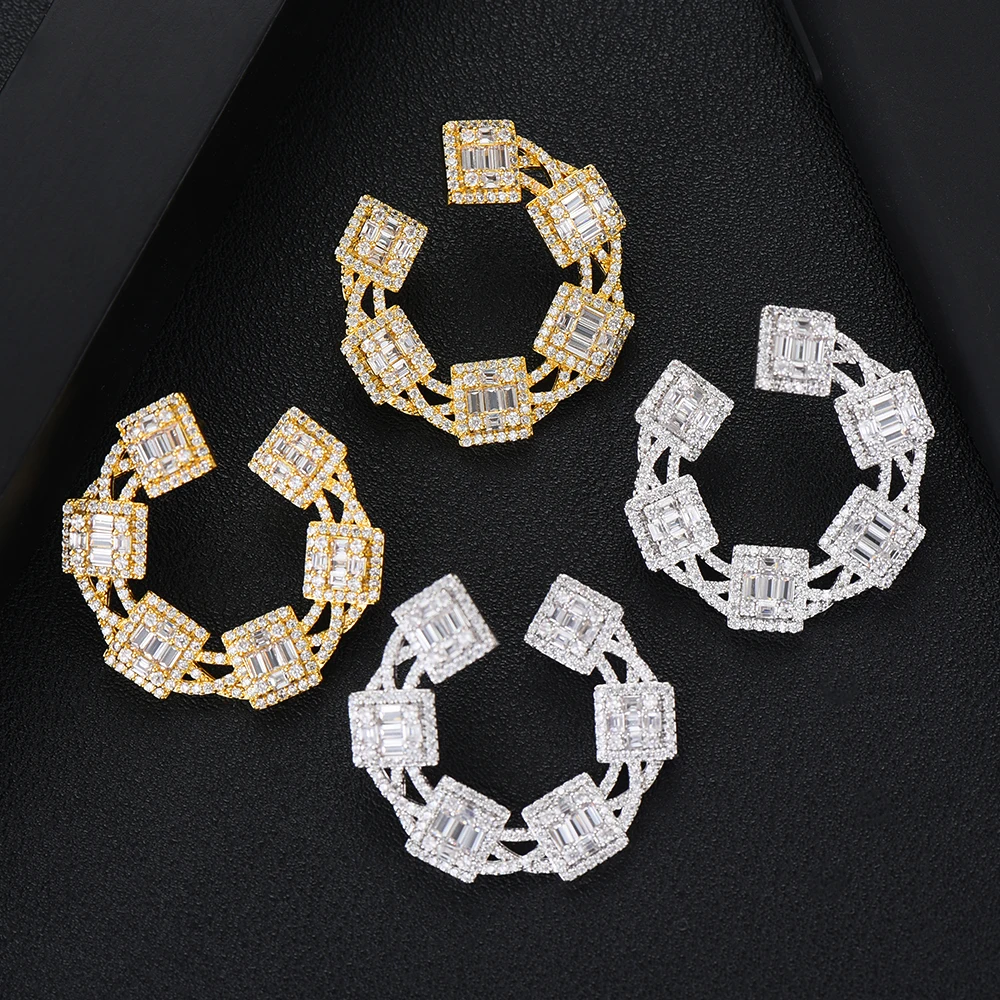 Женские серьги гвоздики GODKI разноцветные массивные с фианитом в Африканском и