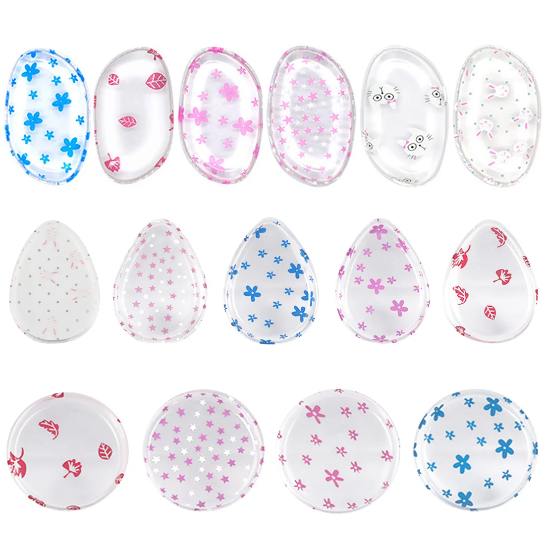 

Square Round Waterdrop Silisponge Leaf Jelly Makeup Foundation Powder Puff Clear with Pattern Silicone Gel Cosmetic Puff