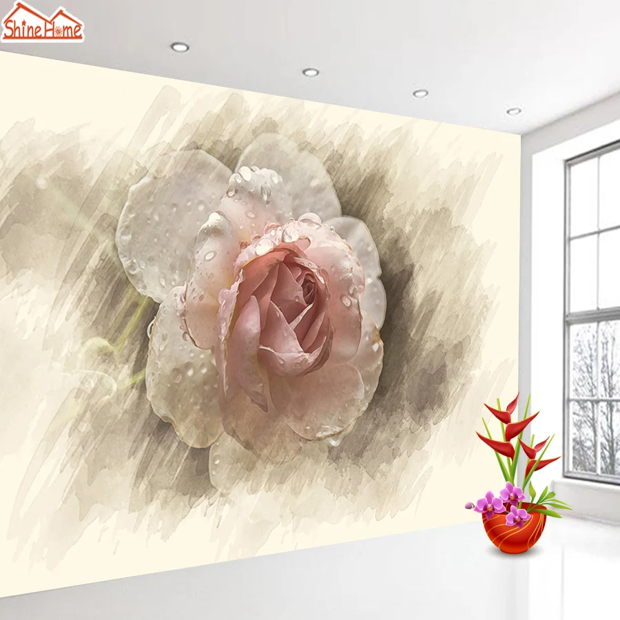 Обои 3d фото обои фотообои природа самоклеющиеся для гостиной Ретро Роза ТВ фон