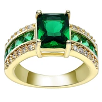 new gold color rings with green aaa cz zircon jewelry high quality wedding band ring for women party luxury birthday stone gift