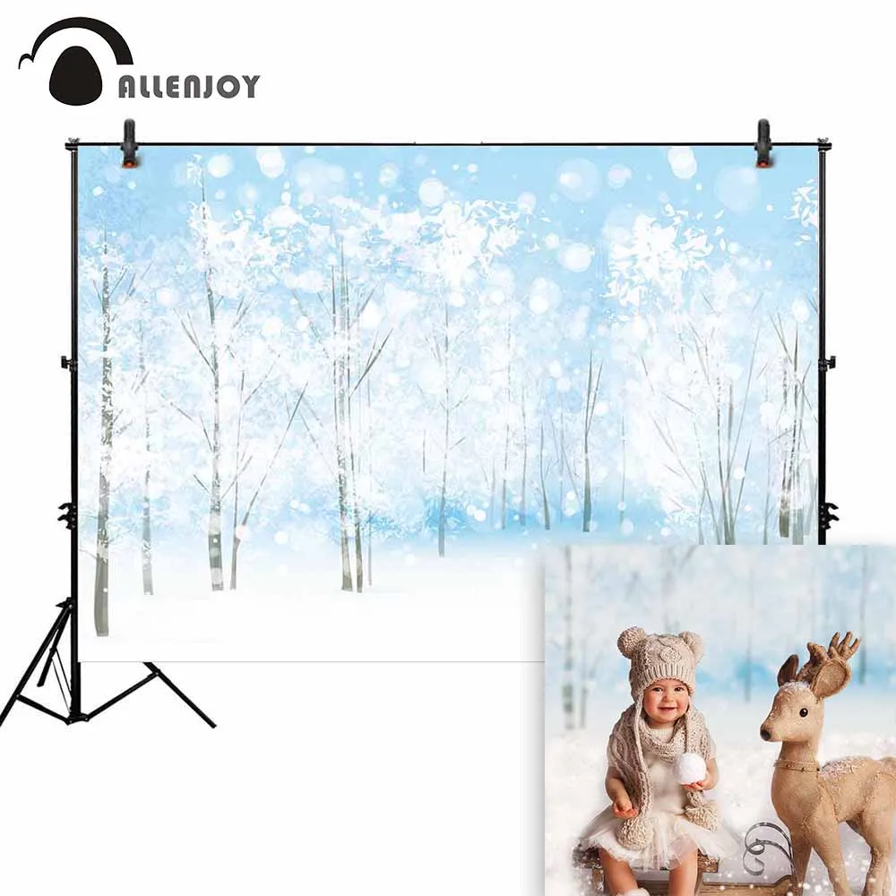 Фон для фотосъемки Allenjoy зимняя живопись белая елка снежный лес фон фотостудии