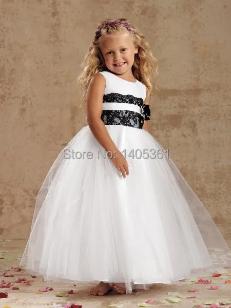 Free Shipping 2014 Lace Flower Girl Dresses For Wedding Sashes Floor Length A Line Organza Party Gown First Communion AF88 | Свадьбы и