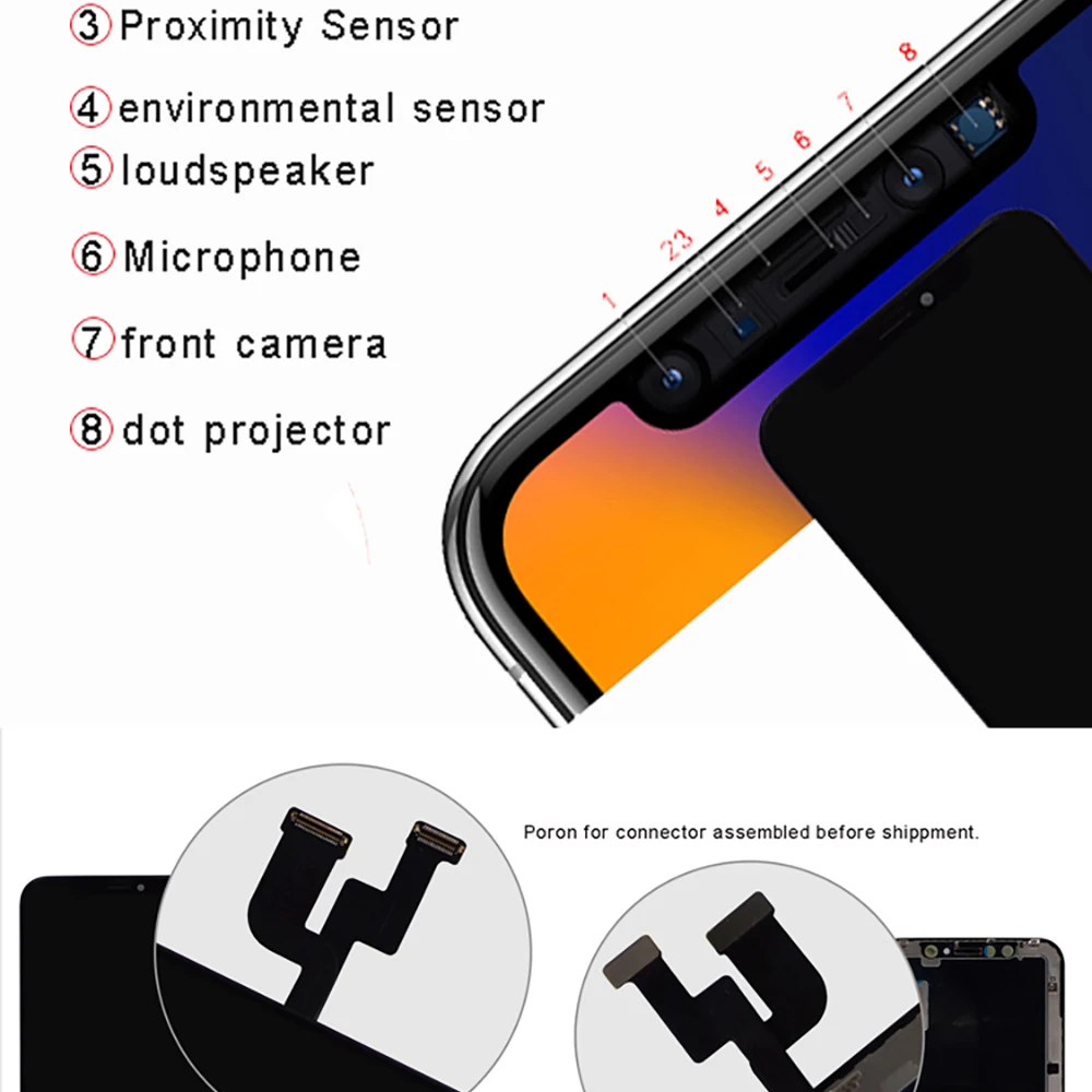 EFaith A+++ GX OEM AMOLED качество lcd Замена или дисплей для iPhone X OLED lcd с кодирующий преобразователь сенсорного экрана в сборе DHL