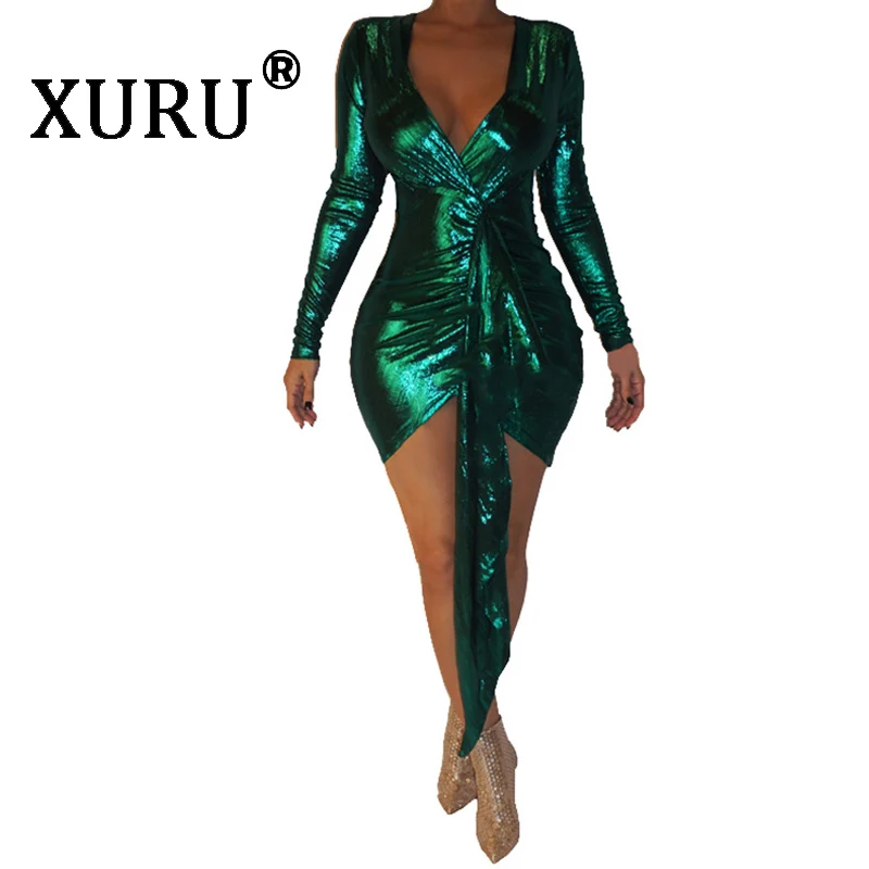 Платье женское летнее с V-образным вырезом фиолетовое зеленое синее | Женская