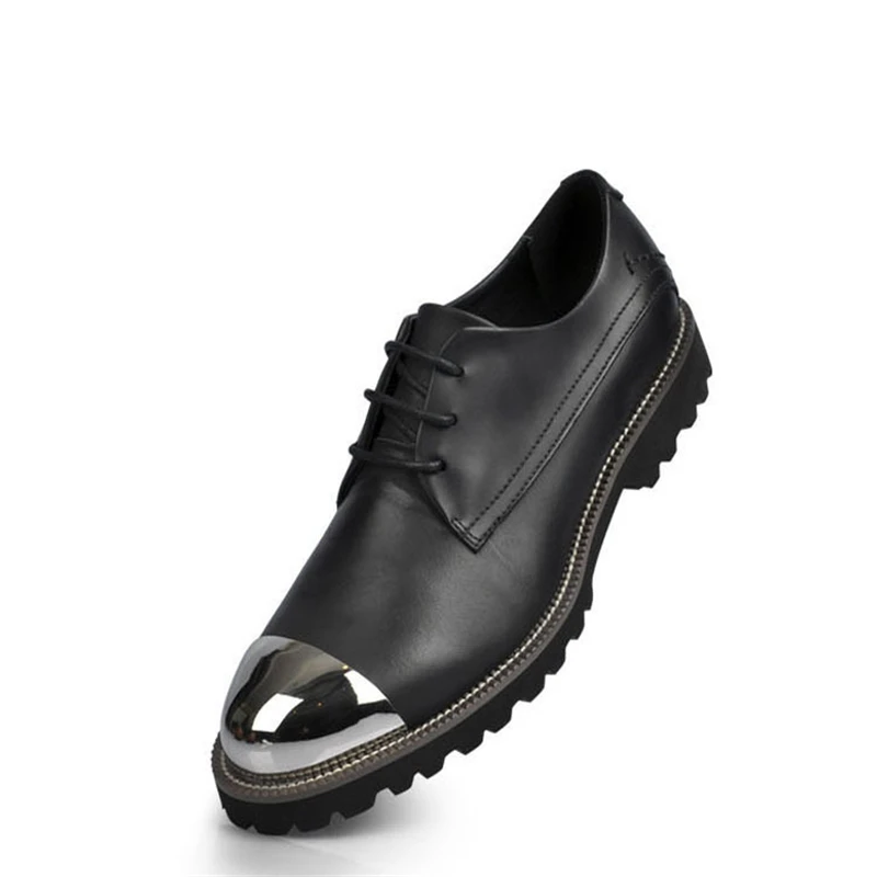 Новинка Мужская обувь из натуральной кожи Chaussure с металлическими наконечниками