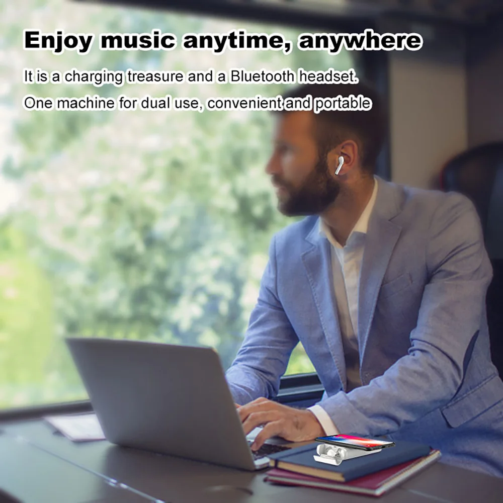 Беспроводное зарядное устройство ETIMGA Qi, Bluetooth наушники, внешний аккумулятор, 6000 мАч, чехол для зарядки микрофона для iPhone X XS XR samsung S10 huawei