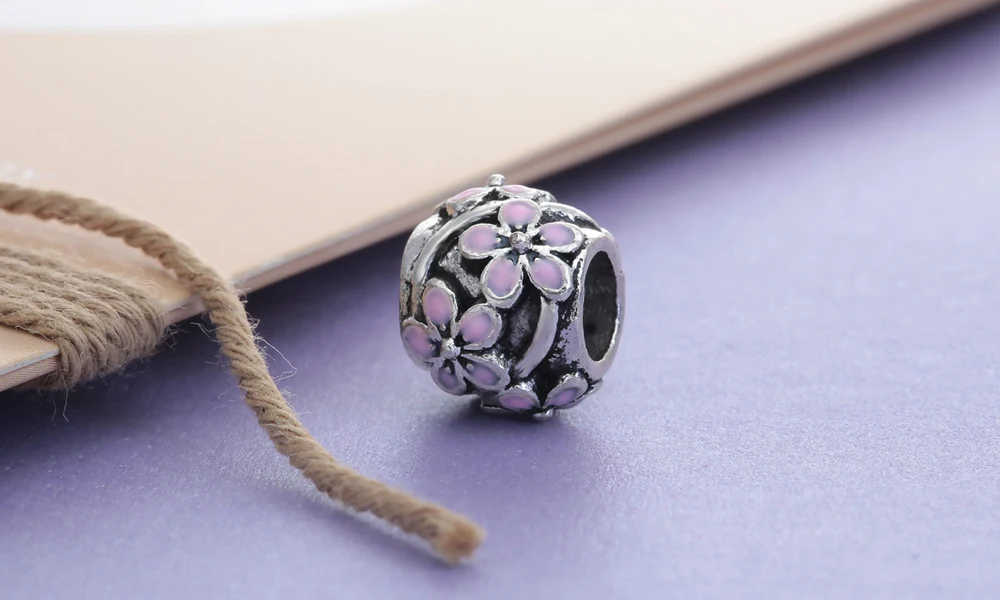Bead Charms Dropshipping 1PC/5PCS Large Hole Charm Beads Gift Pink Plum Flower Shaped Elegant For Womens DIY Bracelets | Украшения и