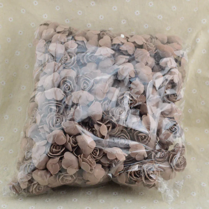 coffee 100 шт./лот, искусственные розы, мини, ПЭ пена, голова цветка розы, ручная работа, сделай сам, свадебные украшения для дома, праздничные и вечерние принадлежности - Цвет: coffee