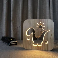 usb creative solid wood animal night light simple deer dinosaur table lamp reading lamp puppy holiday lighting birthday gift
