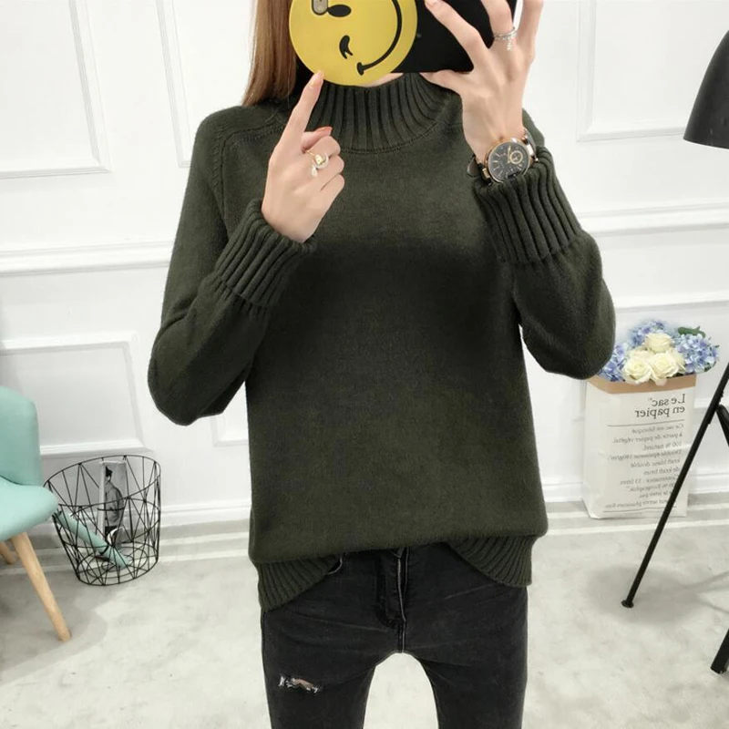 Autumn winter Sweater women pullovers long sleeve high collar cashmere sweater ladies knitted sweaters 2018 Tops | Женская одежда