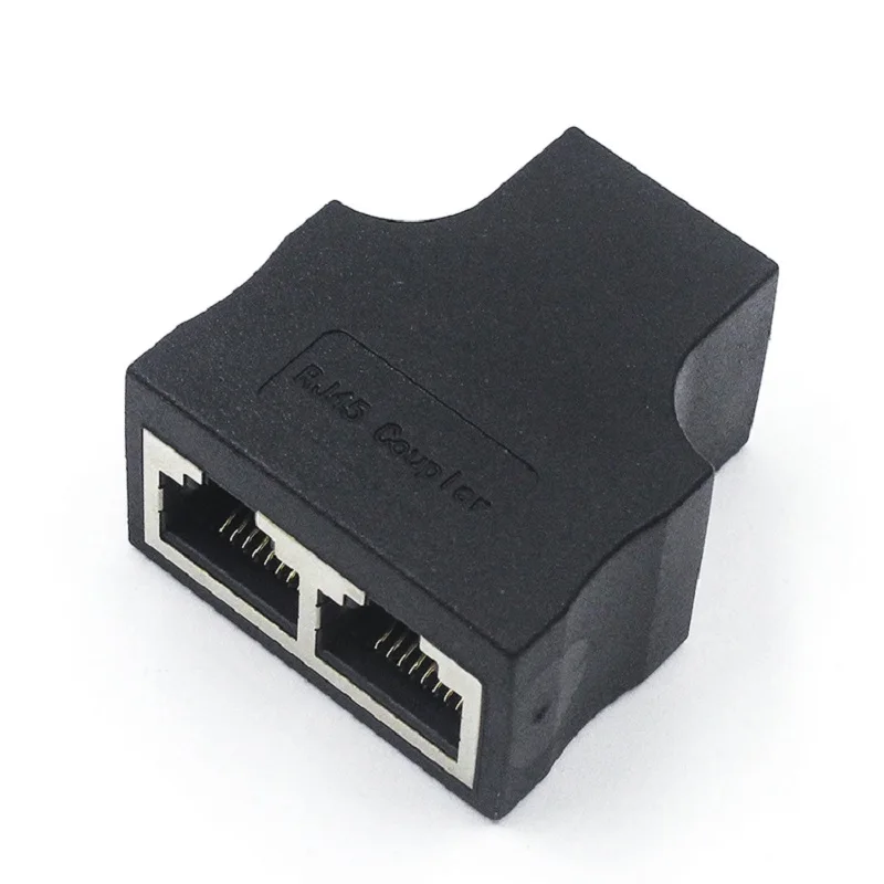 Wholesale 10pcs/lot RJ45 female to female 1 To 2 Ways RJ45 LAN Ethernet Network Cable Female Splitter Connector Adapter