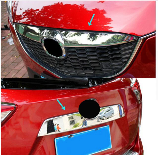 

FIT FOR MAZDA CX-5 CX5 2012-2016 2IN1 FRONT GRILLE GRILL BONNET REAR TRUNK LID CHROME TRIM COVER GARNISH GUARD MOLDING BAR MESH