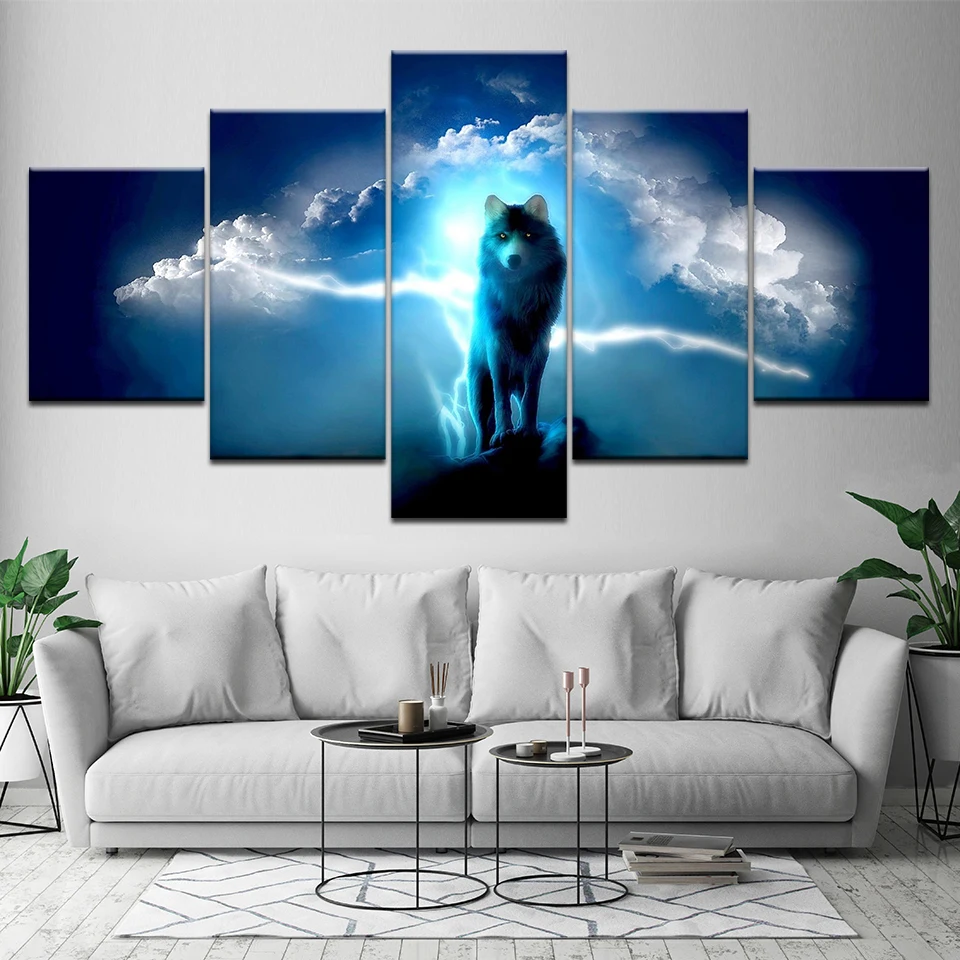 Картины на холсте фотографии Home Decor HD печатает рамки 5 шт. ночь полнолуния