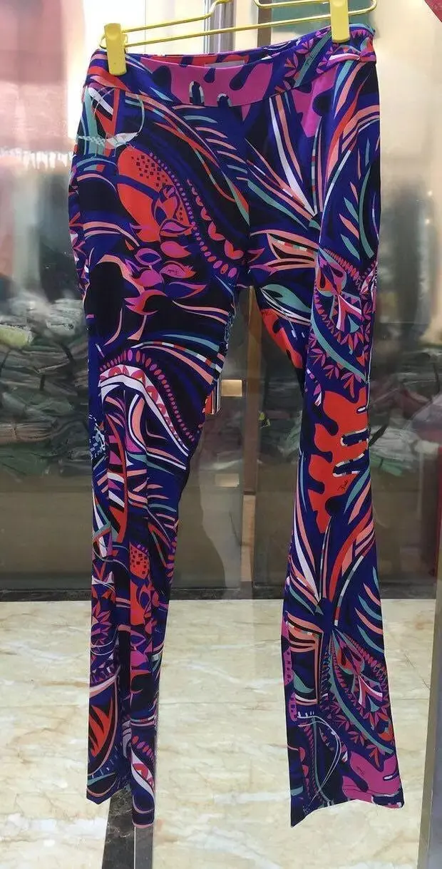 Европейские Новые идеальные эластичные облегающие брюки с принтом slik Джерси