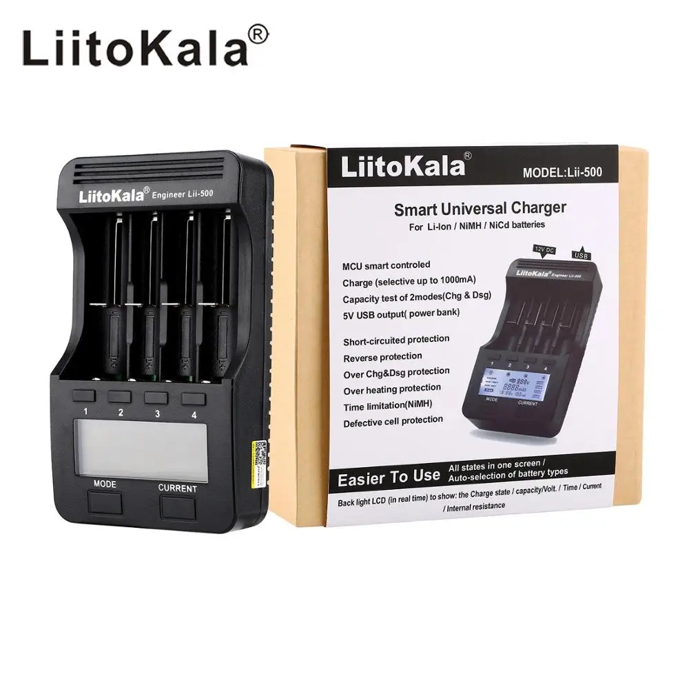 Зарядное устройство LiitoKala с ЖК дисплеем зарядное адаптером для аккумуляторов 18650