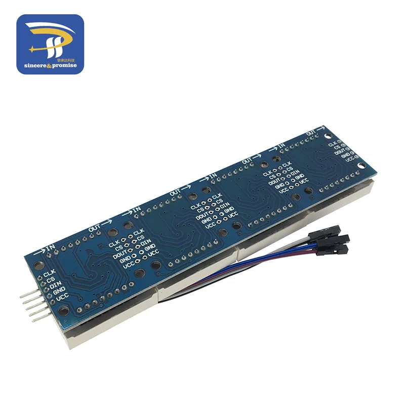 Модуль точечной матрицы MAX7219 для микроконтроллера Arduino 4 в одном дисплее с линией