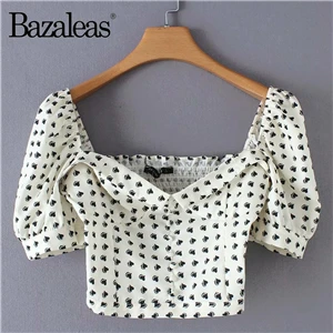 C35 crop top 1188 Женская футболка с пуговицами в центре, винтажная эластичная футболка, повседневная женская футболка с принтом черного сердца, женский укороченный топ - Цвет: C35 crop top 1188