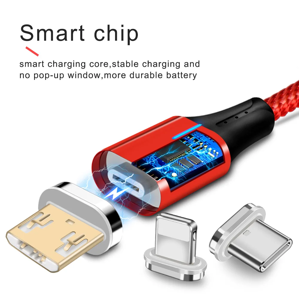 Магнитный зарядный кабель OLAF 3A LED Micro USB для Xiaomi Huawei быстрой зарядки Samsung Дата