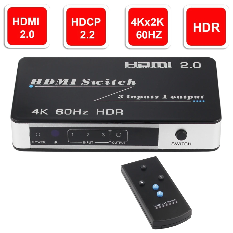 Мини HDMI 2 0 переключатель HDR HDCP 3x1 5x1 4K концентратор 3 / 5 портов для PS4 Pro|Кабели HDMI| |