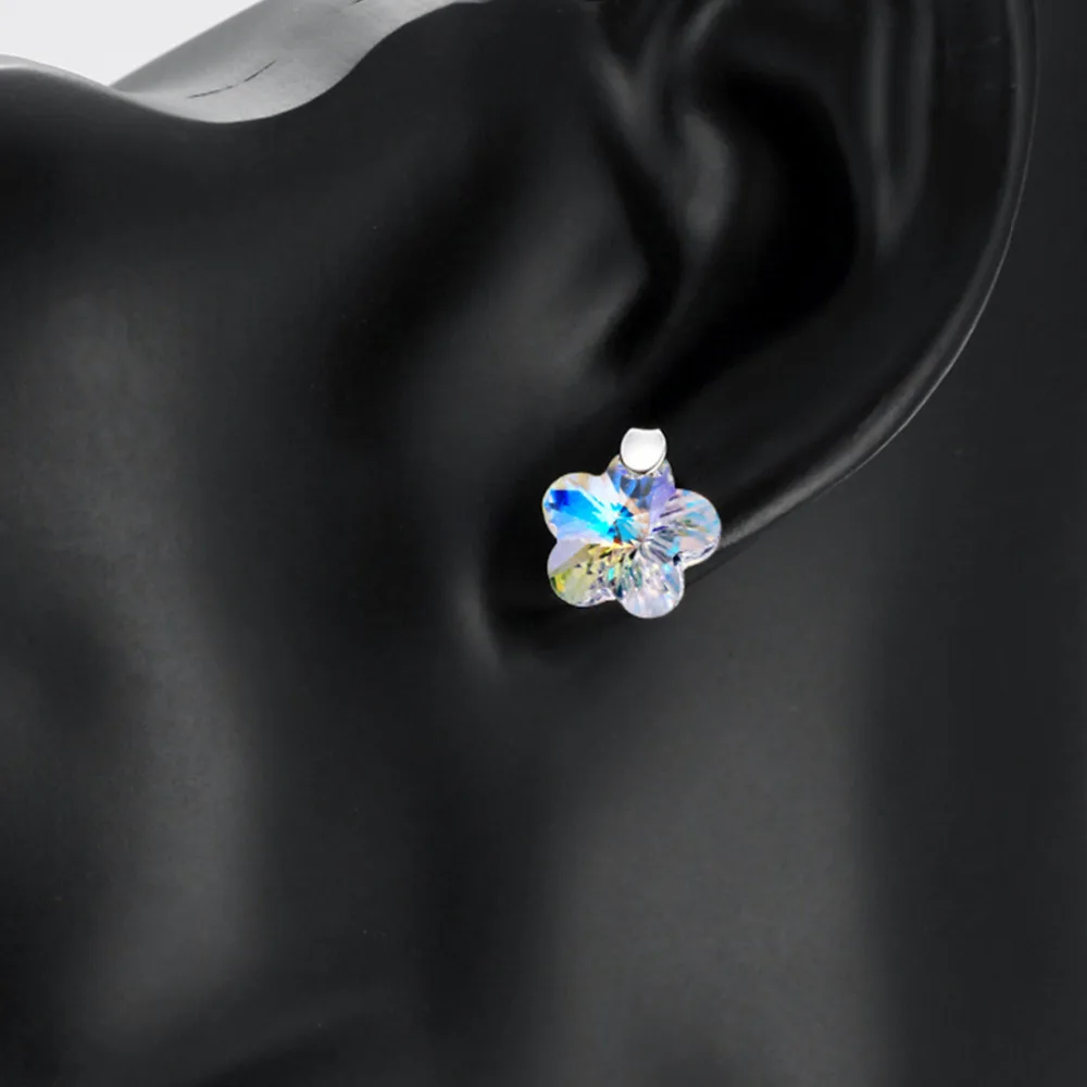 Серьги гвоздики Neoglory с австрийским кристаллом и покрытием из серебра пробы милые