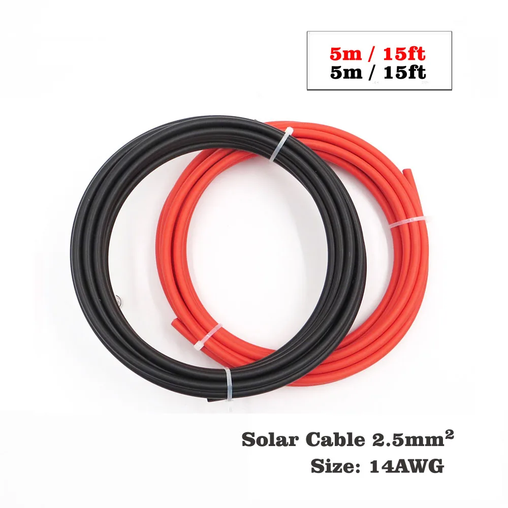 10 м 30 футов x 10AWG 12AWG 14AWG 2,5 мм2 4мм2 6мм2 ПВХ изолированные электрические соединительные кабели панели солнечных батарей подключение Назад 5 М+ Красный 5 м - Цвет: 14AWG