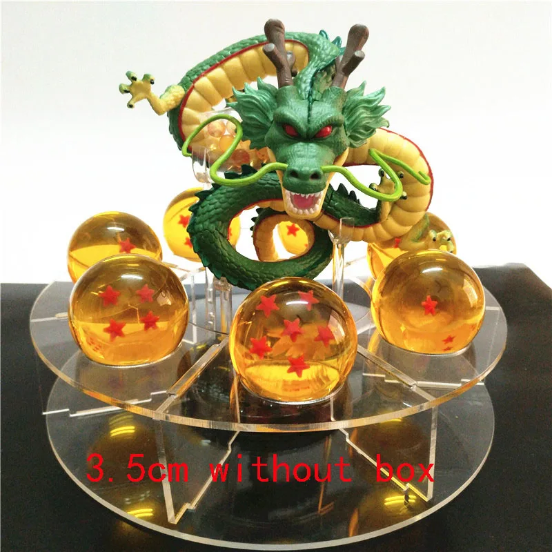 3.5cm opp Dragon ball Z фигурка Shenron Shenlong Dragon ball фигурки дракона+ 7 хрустальных Драконовых шаров 4,2 см+ 1 полка brinquedos - Цвет: 3.5cm opp