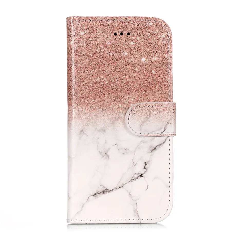 Rose Gold White Чехол для телефона в виде книги для Fundas huawei P20 P9 P8 Lite mate 10 9 Pro Lite Y7, роскошный чехол с откидной крышкой и отделением для карт D01Z - Цвет: Rose Gold White