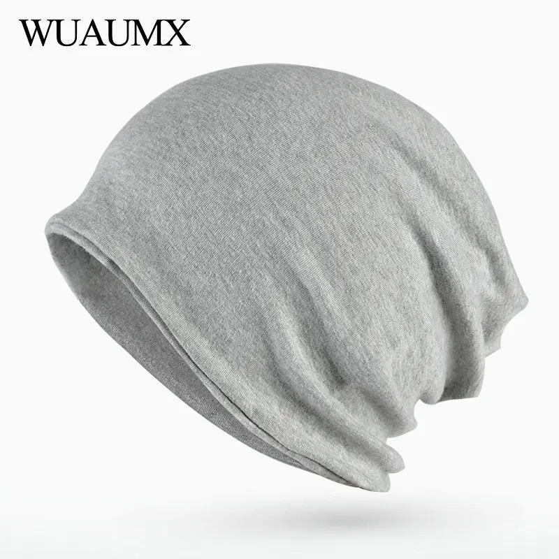 

Autumn Winter Hats For Women Solid Ring Scarf Cotton Turban Hat Multifunction Beanies Hat For Men Plus Velvet bonnet Cap