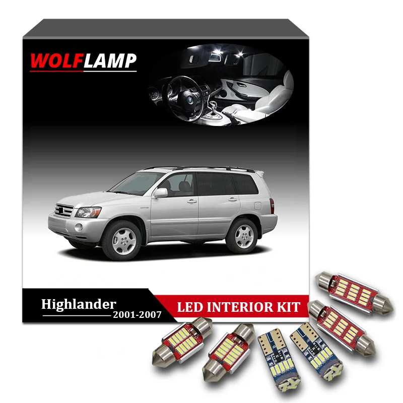 Wolflamp 9 шт. ледяная синяя фотоламсветильник для автомобиля 2001 2007 Toyota Highlander