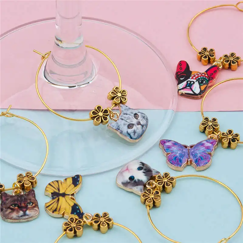 DoreenBeads украшение для стола из винного стекла в виде кота и бокала вечерние