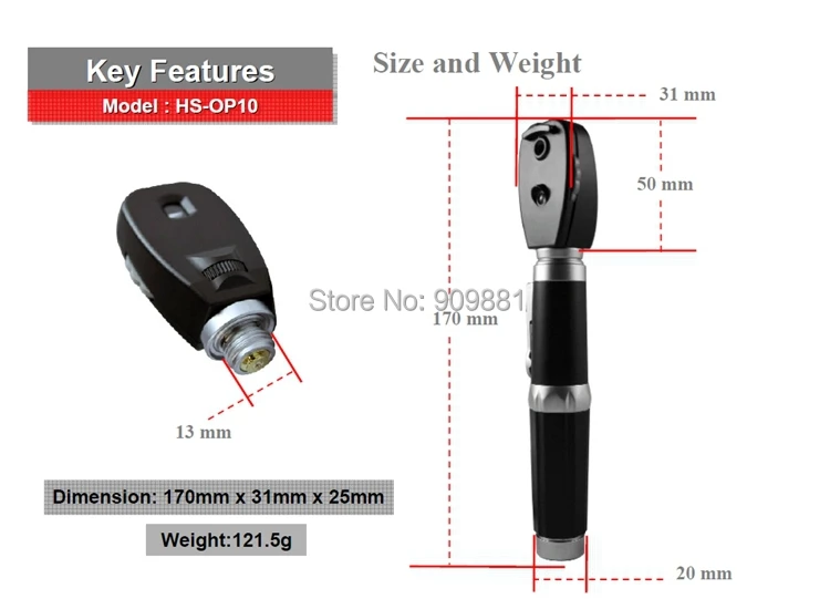 Комплект для диагностического аппарата офтальмоскопа портативный прямой