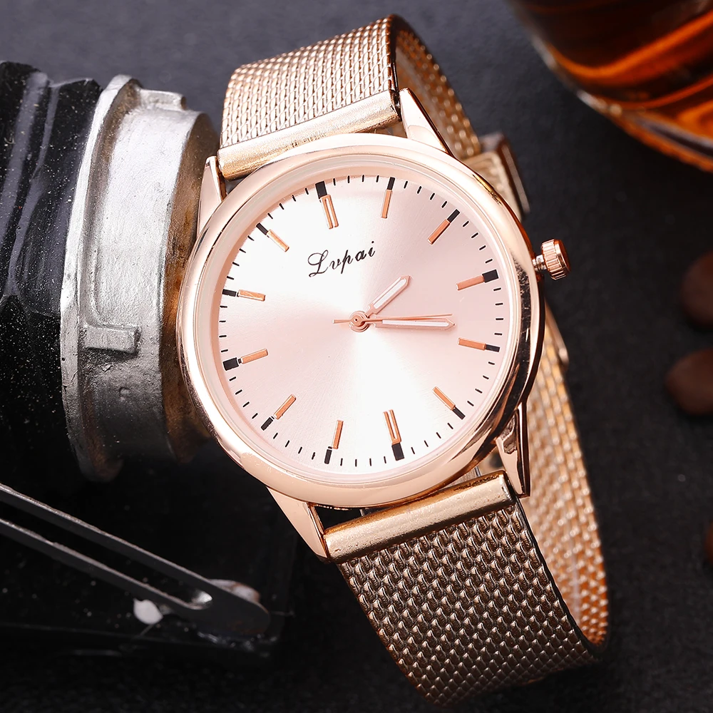 Простые Женские часы с металлической сеткой простые наручные модные