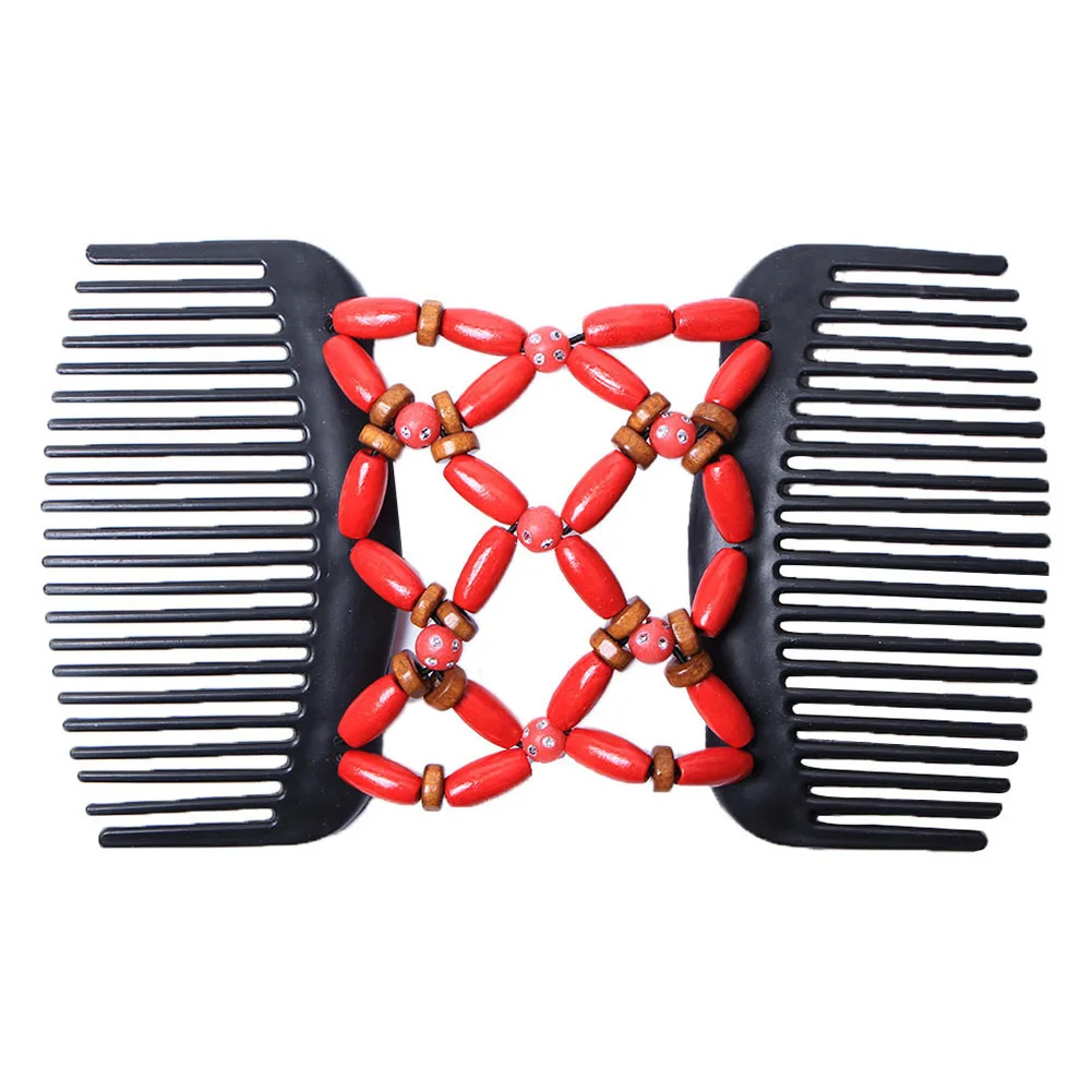Double Beaded Hair Magic Comb Clip Beads Elastic Hairpin Stretchy Combs Pins YUF99 | Красота и здоровье