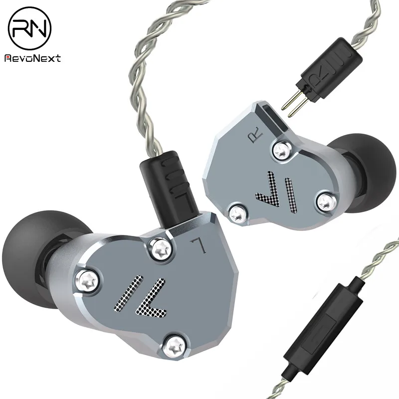 grey with mic Revonext QT2s 2DD+ 1BA гибридные наушники в ухо HIFI DJ монитор для бега спортивные наушники ушные наушники гарнитура вкладыши обновленный QT2 - Цвет: grey with mic