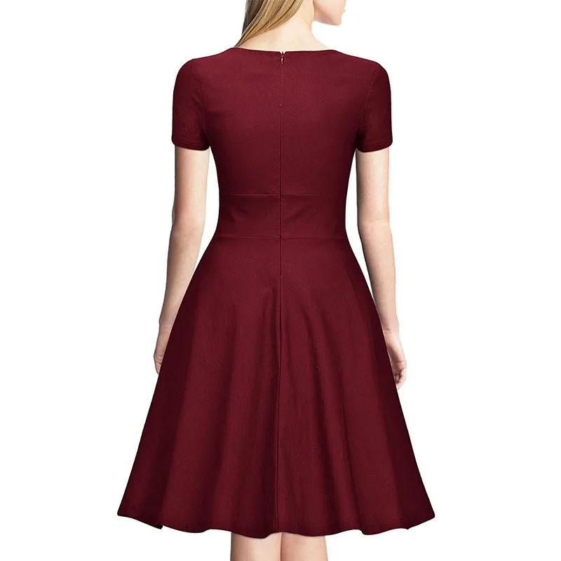

New Arrival Autumn Women Classic Press Layer O Collar Dresses Lady office A Line Party Dress 2544