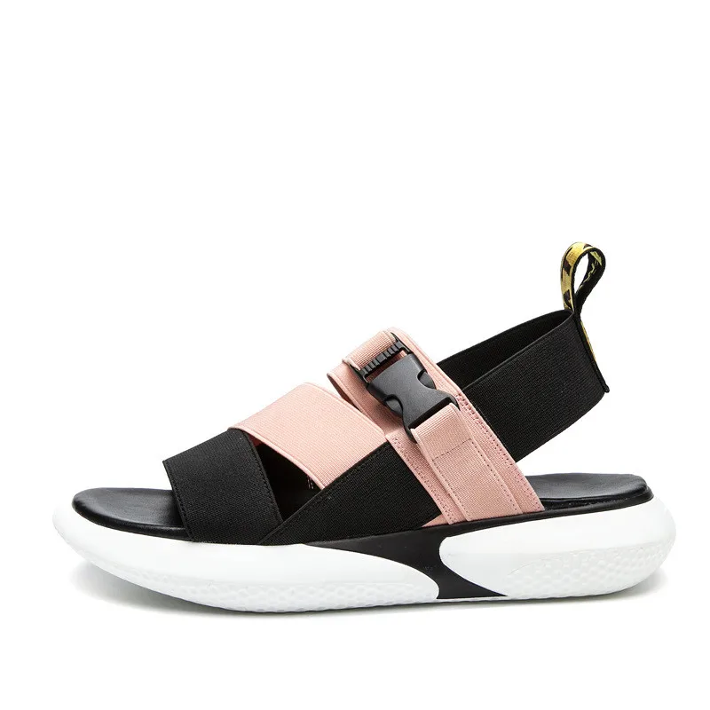 Новинка 2019 года женские кожаные пляжные повседневные сандалии с открытым носком