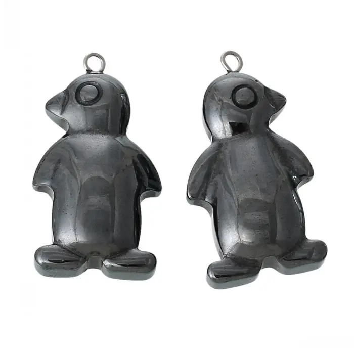 Новинка подвески из Натурального Гематита с пингвином Gunmetal 3 см x 18 мм 2 шт. |