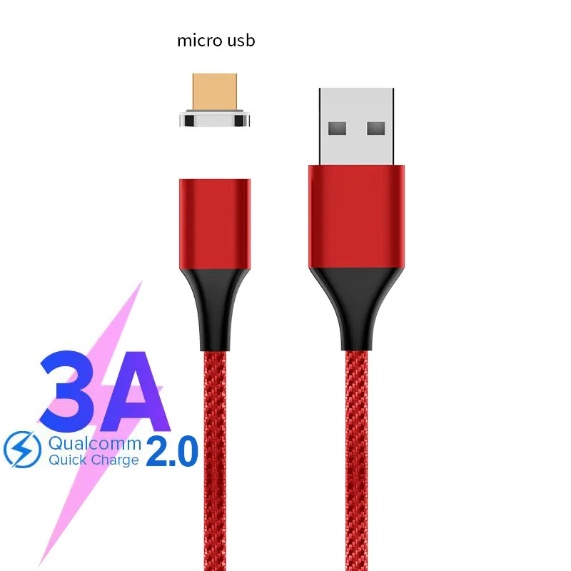 3A red micro usb GARAS Магнитный кабель для iphone Micro Тип usb C 3in1 мобильного телефона Магнит кабель быстрой зарядки Магнитная Micro USB Кабель-адаптер - Цвет: 3A red micro usb